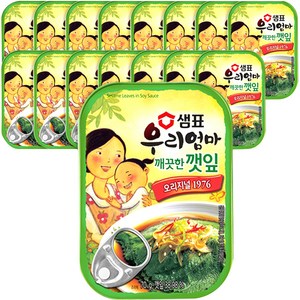 샘표 우리엄마 깻잎 깨끗한맛, 70g, 16개