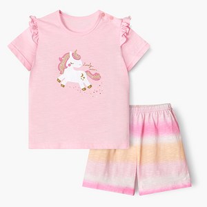 유니프랜드 여아용 샤벳유니콘 5부 내의 상하의 세트