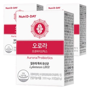뉴트리디데이 오로라 프로바이오틱스 질유래 유산균, 30정, 3개