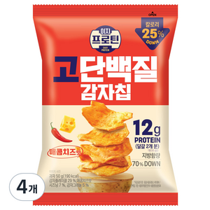 롯데웰푸드 이지프로틴 고단백질 감자칩 매콤치즈맛, 4개, 50g