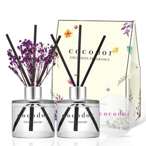 코코도르 플라워 차량용 미니 디퓨저 50ml x 2개입 기프트세트, 프렌치라벤더, 1세트