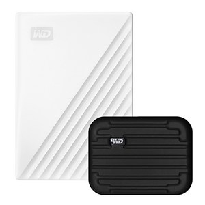 WD My Passpot 휴대용 외장하드 + 파우치, 1TB, 화이트