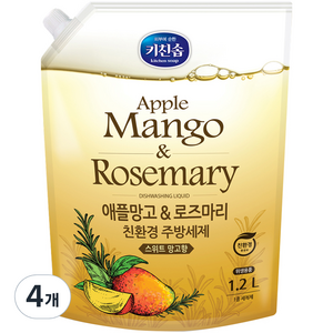 키친솝 애플망고 앤 로즈마리 친환경 주방세제, 1.2L, 4개