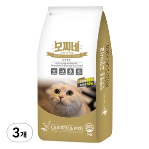 모찌네 전연령용 고양이 건식사료, 닭, 5kg, 3개