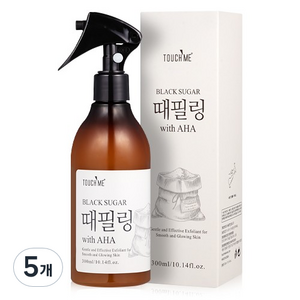 터치미 블랙슈가 때필링 스프레이 with AHA 대용량 전신 각질제거제, 5개, 300ml