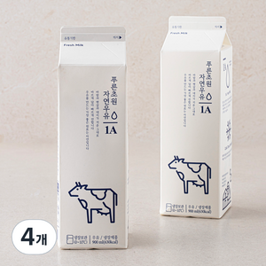 푸른초원 자연우유 1A, 900ml, 4개