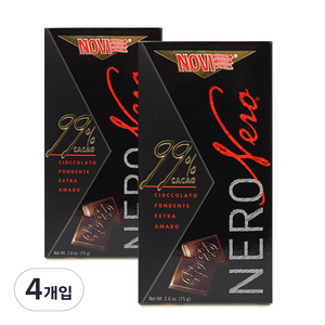 NOVI 카카오 99% 초콜릿, 75g, 4개