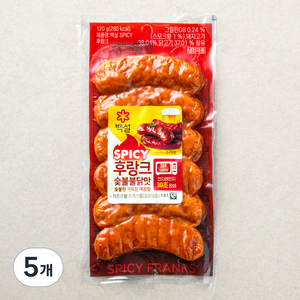 백설 SPICY 후랑크 숯불불닭맛, 120g, 5개