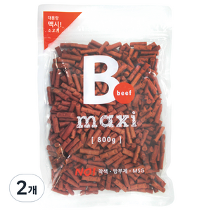 맥시 대용량 강아지간식, 비프 져키 맛, 800g, 2개