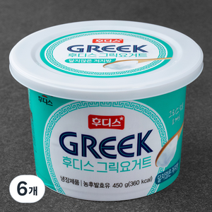 후디스 그릭요거트 달지않은 저지방, 450g, 6개