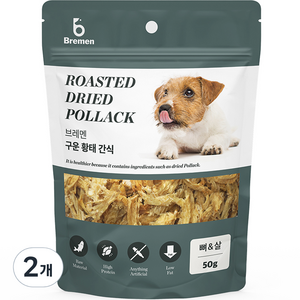 브레멘 강아지 구운 황태 뼈&살 간식, 50g, 2개