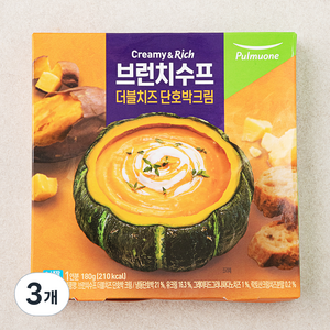 풀무원 브런치수프 더블치즈 단호박 크림 (냉장), 180g, 3개