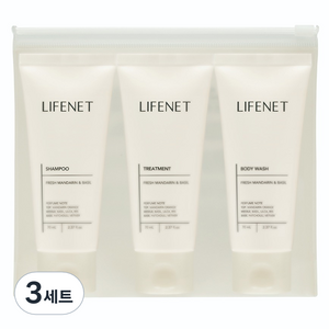 라이프넷 여행용 헤어바디 3종 트래블 키트 + 미니 파우치 세트, 3세트