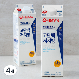 서울우유 밀크랩 고단백 저지방우유, 900ml, 4개