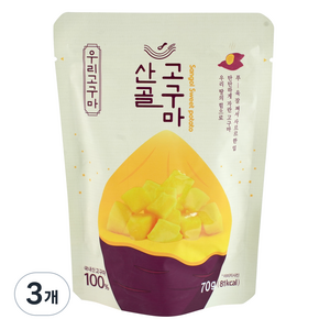 에코맘의산골이유식 산골고구마, 고구마맛, 70g, 3개