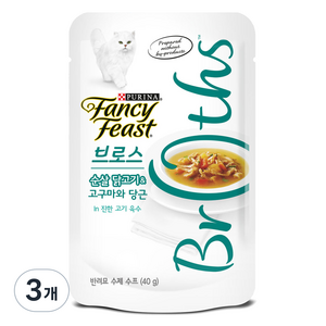 팬시피스트 브로스 고양이 간식 파우치, 닭고기 + 고구마 + 당근 + 진한 고기 육수 혼합맛, 40g, 3개
