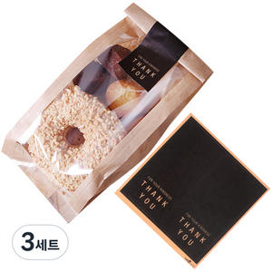 인디케이 크라프트 창봉투 2호 52p + 모던 블랙 땡큐 직사각스티커 52p, 혼합색상, 3세트