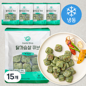 다즐샵 닭가슴살 큐브 깻잎맛 (냉동), 100g, 15개