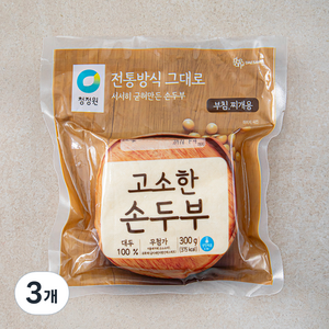 청정원 고소한 손두부 부침 찌개용, 300g, 3개