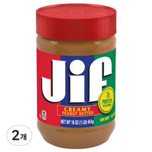 Jif 지프 크리미 땅콩버터, 454g, 2개