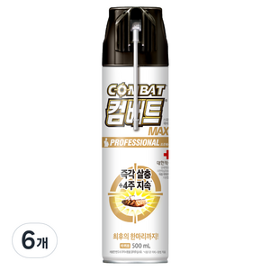 컴배트 빈대퇴치제 수성 맥스 에어졸 바퀴약, 500ml, 6개