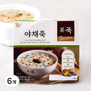 본죽 야채죽, 271.5g, 6개