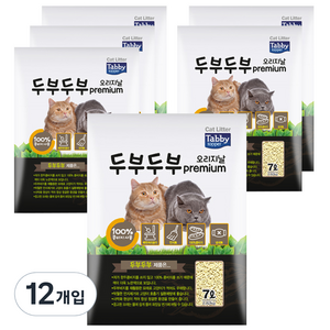 테비토퍼 프리미엄 두부두부 응고형 고양이모래, 7L, 12개, 오리지날