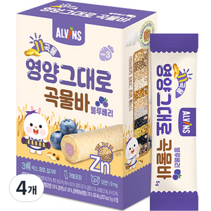 엘빈즈 11곡물 영양그대로 곡물바, 블루베리맛, 40g, 4개