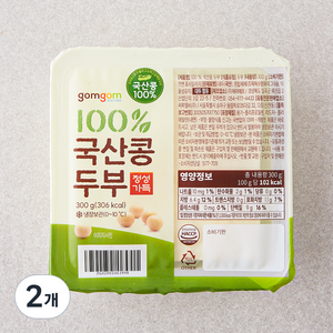 곰곰 100% 국산콩 두부, 300g, 2개