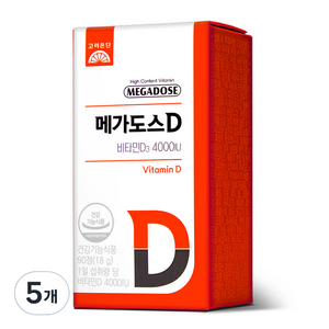 고려은단 메가도스D 비타민D3 4000IU 18g, 90정, 5개