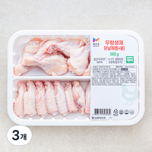 목우촌 무항생제 인증 닭날개 (냉장), 500g, 3개