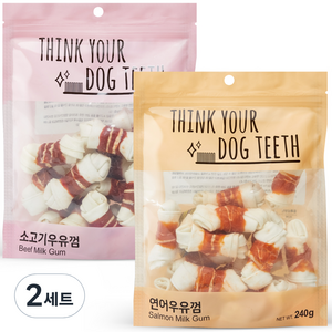 Think you dog teeth 소고기 15p + 연어 15p 세트, 소고기, 연어, 2세트, 240g