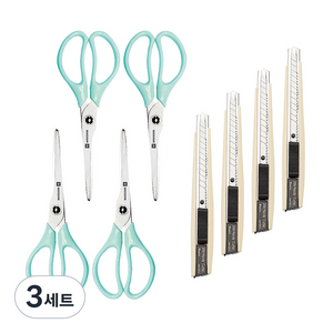화신 왼손 가위 723 4p + 커터 칼 209 4p 세트, 렌덤발송(723 가위), 3세트
