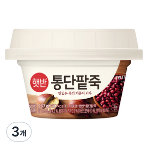 햇반 통단팥죽, 3개, 267g