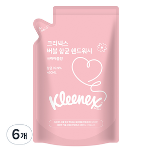 크리넥스 항균 버블 핸드워시 퓨어애플향 리필, 450ml, 6개