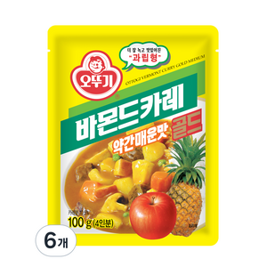 오뚜기 바몬드 카레 골드 약간매운맛 과립형, 100g, 6개