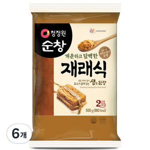 청정원순창 개운하고 담백한 재래식 생된장, 6개, 500g