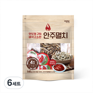 바다원 구운 안주 멸치 + 고추장 세트 140g, 6개