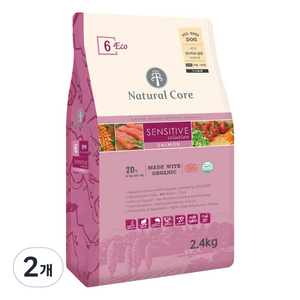 네츄럴코어 에코6 센시티브솔루션 강아지사료(중간입자), 생선, 2.4kg, 2개
