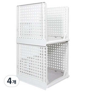 올리빙 크로스 접이식 슬라이딩 리빙박스, 화이트, 4개