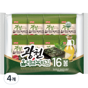 삼육김 광천 올리브 녹차 도시락김 16p, 4g, 64개