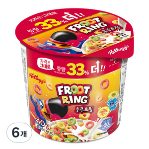 후루트링 컵 시리얼, 40g, 6개