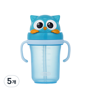 에디슨 프렌즈 흘림방지 입체 빨대컵 2 300ml, 부엉이 블루, 5개