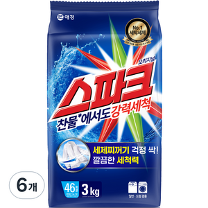 스파크 분말 세탁세제 리필, 3kg, 6개