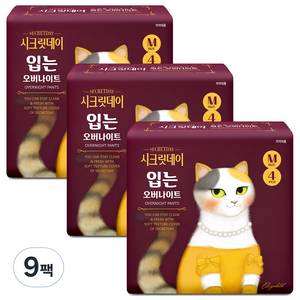 시크릿데이 입는 오버나이트 중형 생리대, 4개입, 9팩