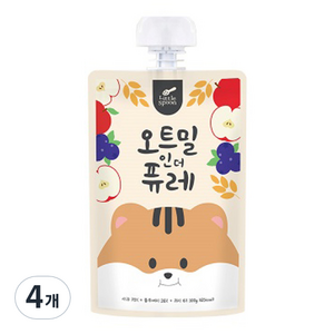 리틀스푼 오트밀인더퓨레, 혼합맛(사과/블루베리/귀리), 100g, 4개