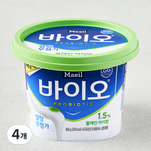 매일바이오 플레인 저지방 요거트 450g, 4개