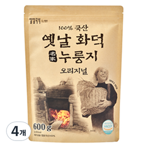 일일곡식 옛날 화덕 누룽지 오리지널, 600g, 4개