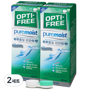 옵티프리 퓨어모이스트 렌즈세정액 420ml x 2p + 렌즈케이스, 4개