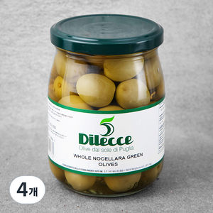 Dilecce 그린 올리브 홀 노첼라라, 550g, 4개